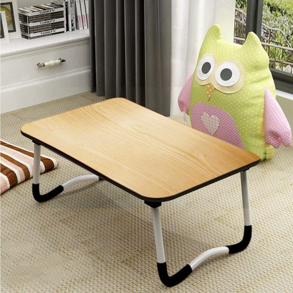 Kumaka | Multi-Purpose Mini Wooden Foldable Table | Study Table with Rounded Edges (Brown)