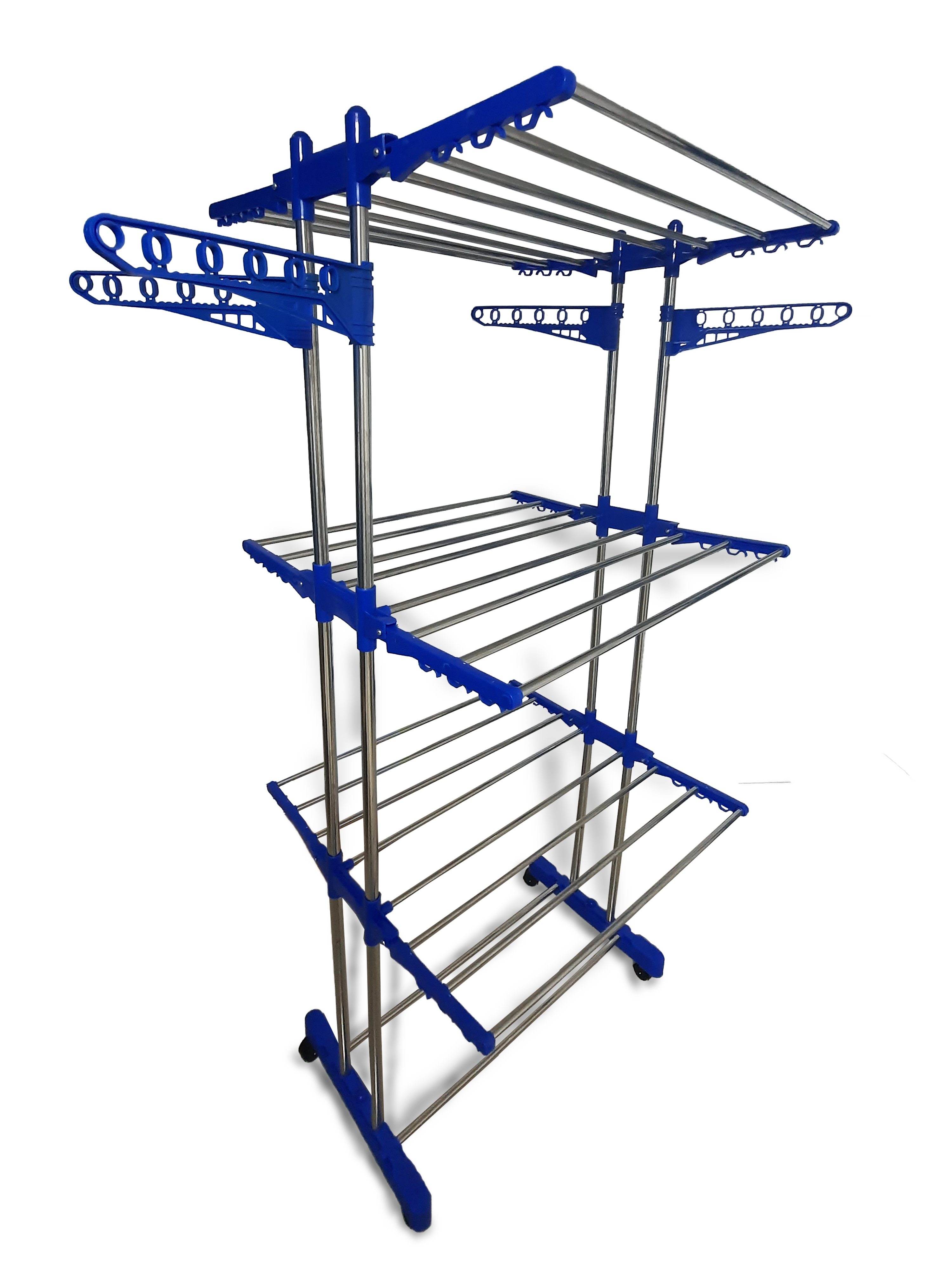 Kumaka Double Pole Cloth Drying Stand with Wheels Stainless Steel Indoor & Outdoor Use (Made in India)