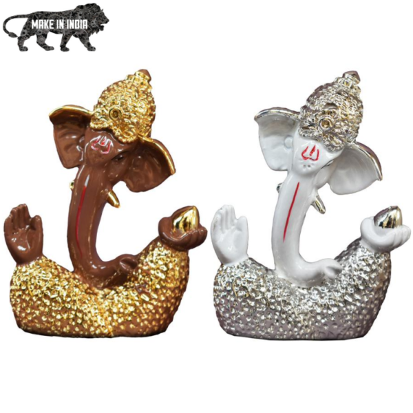 Kumaka | Indian Lord Ganesha | Big Elephant Head Ganesha Idol | Ganesh GA 004 Silver/Golden
