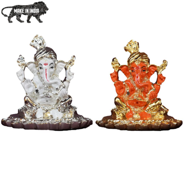 Kumaka | Indian Lord Ganesha | Big Elephant Head Ganesha Idol - Ganesh GA 024 Golden/Silver