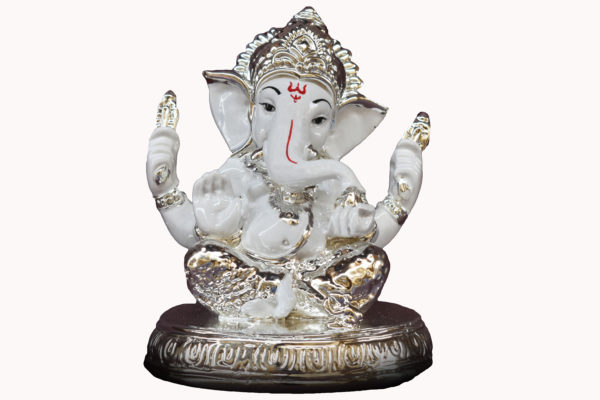 Kumaka | Indian Lord Ganesha | Big Elephant Head Ganesha Idol - Ganesh GA 053 Silver