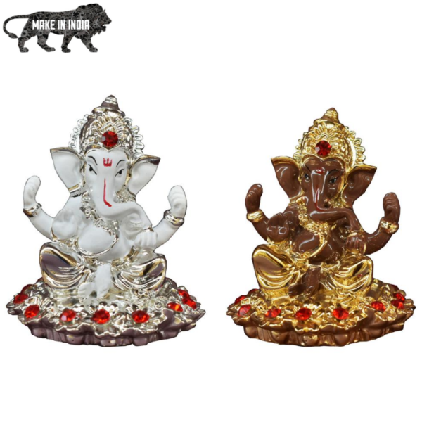 Kumaka | Indian Lord Ganesha | Big Elephant Head Ganesha Idol - Ganesh GA 127 Golden/Silver