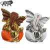 Kumaka | Indian Lord Ganesha | Big Elephant Head Ganesha Idol - Silver/Golden