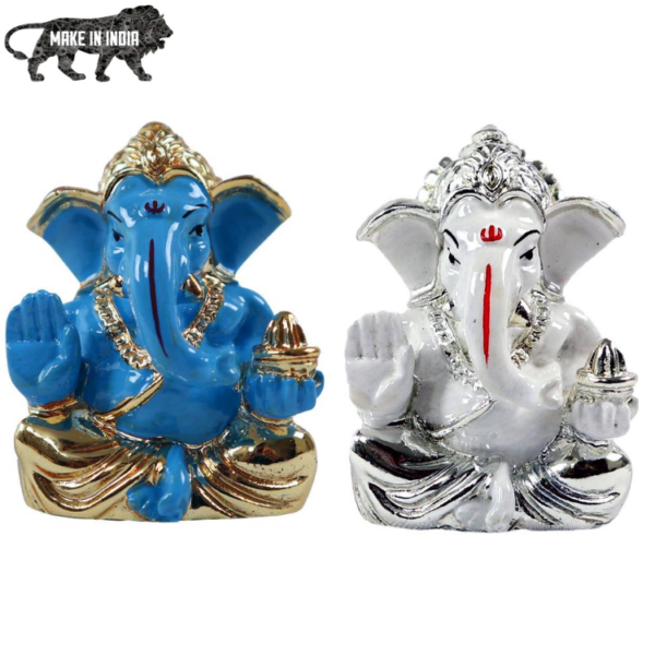 Kumaka | Indian Lord Ganesha | Big Elephant Head Ganesha Idol - Ganesh GA 009 - Silver/Golden